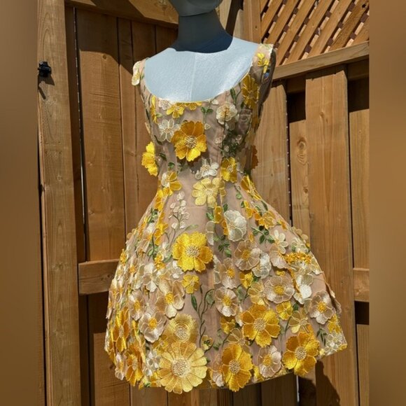 🆕 BRONX & BANCO 🧿 NWOT Jasmine Maraya Structured Mini Dress, Yellow Sz S US 4 - Picture 5 of 16